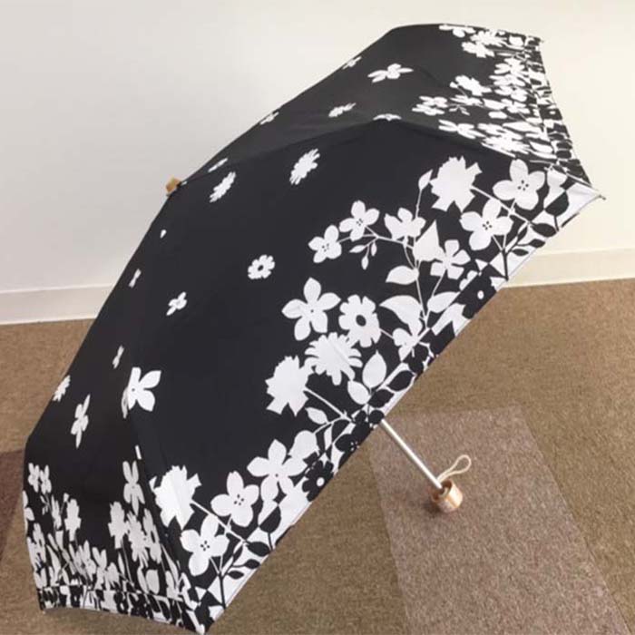 折りたたみ傘花ブラック